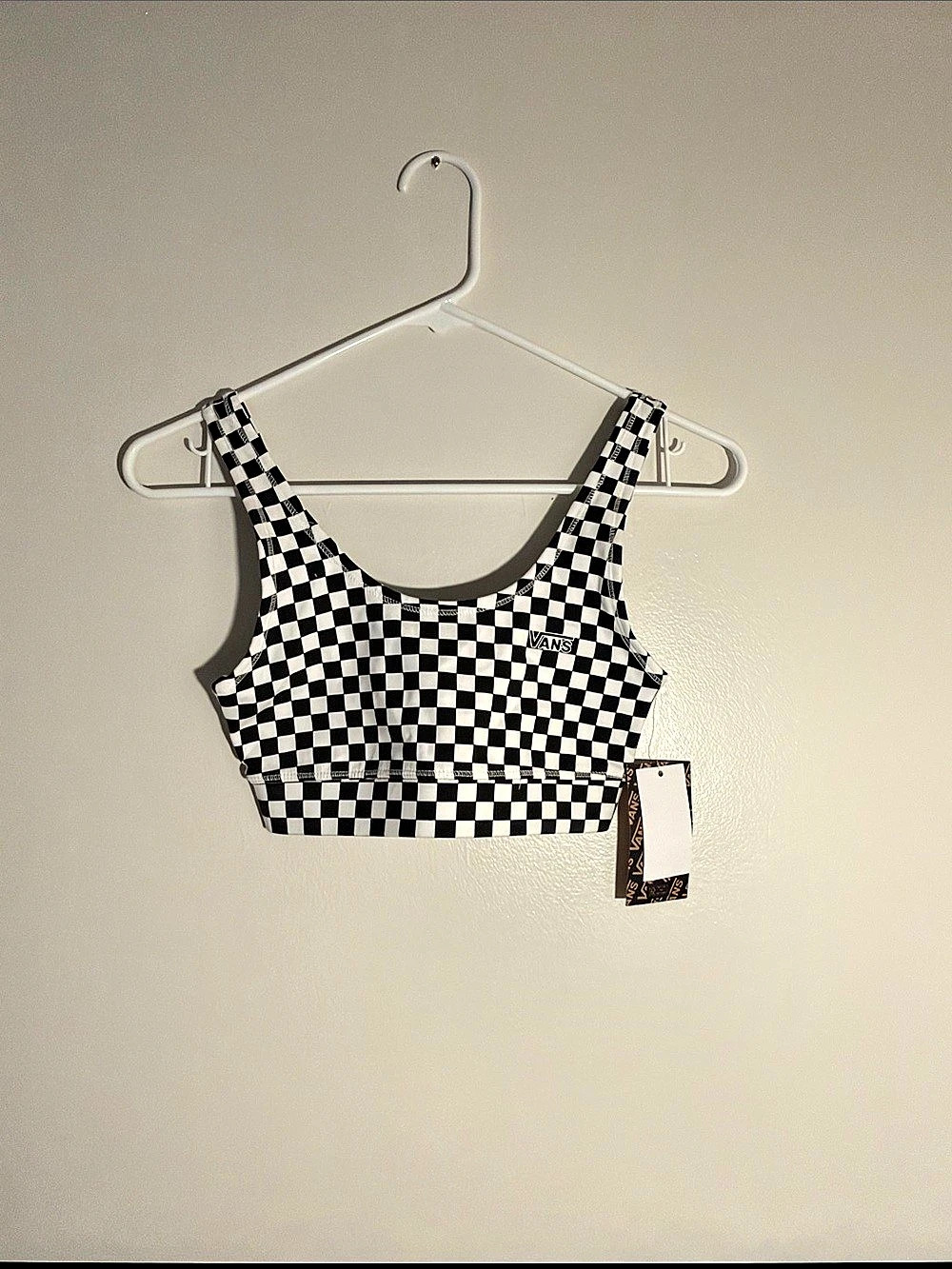 Vans Checkerboard Crop Top Checkered Crop Top in Black & White Size S/M NWT